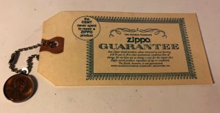 Zippo Non Lighter Encased Penny Key Chain One Cent Never Spent On Repair