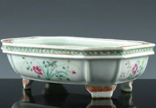 Antique Chinese Famille Rose Enamel Footed Bonsai Planter Pot Censer Bowl