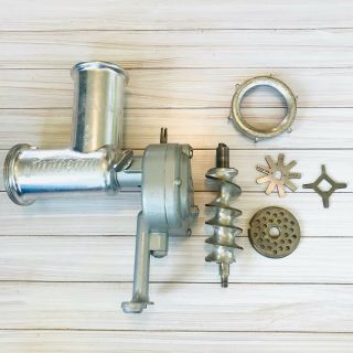 Vintage Sunbeam Mixmaster Food Chopper Meat Grinder Metal Attachment W Blades