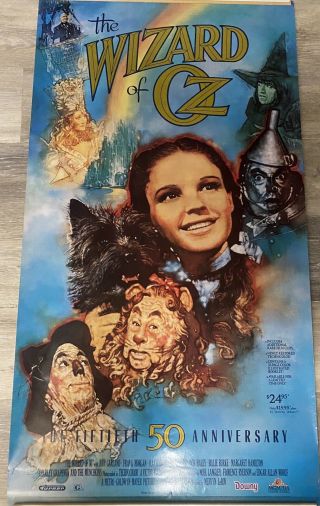 Vintage Wizard Of Oz 50th Aniversary Vhs Movie Poster Promo For Downy