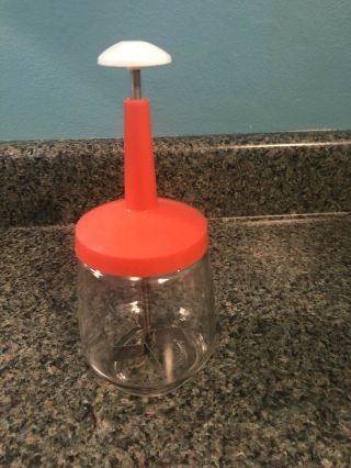 Vintage Food Metal Chopper With Orange Lid & Glass Bottom Federal Housewares,  Il