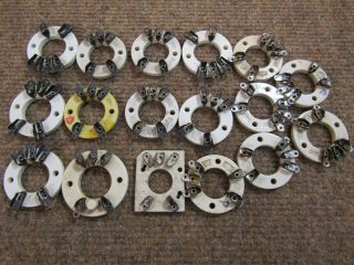 17) Vintage Ceramic Acorn Vacuum Tube Sockets Nos & Usa Military