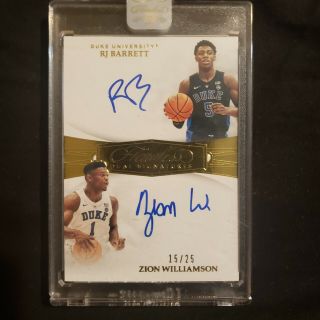Zion Williamson Rj Barrett Dual Rookie Auto Flawless 15/25 Duke