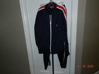 Vintage Guess Jeans Usa White Red Stripe Track Suit Warm Up Men’s Xl Jacket Pant