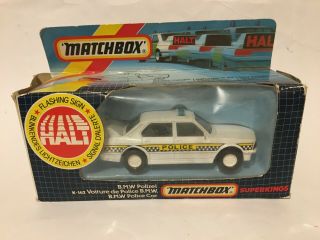 Matchbox Superkings K - 142 Bmw 5 Series Police Car With Light Up Stop Sign 1986