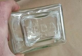 Rare Antique Reda Heavy Glass Rice,  Sugar,  Flour Screw Top Jar.  Hoosier Cabinet