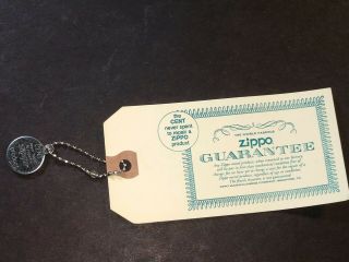 Zippo Guarantee Card The Cent Never Spent With Penny & Chain Zcvc& Museum