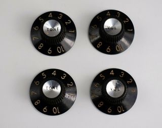1974 Fender Telecaster Deluxe Black Witch Hat Knobs 1973 1975 1976 Vintage