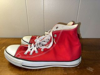 Vintage Chuck Taylor Hi Top Converse,  Usa White,  Red 11,  Very Gently