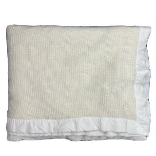 Vintage Ivory Thermal Acrylic Blanket Nylon Trim Usa 90 X 106 Queen/ King Size