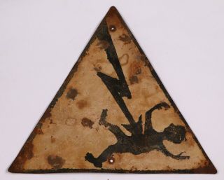 Sign Electric Danger Stop Attention Delta Lightning Lighting Iron Cross 198x170