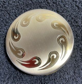 Vintage Pilcher Compact Face Powder Gold Plate On Silver Finish Label Attached