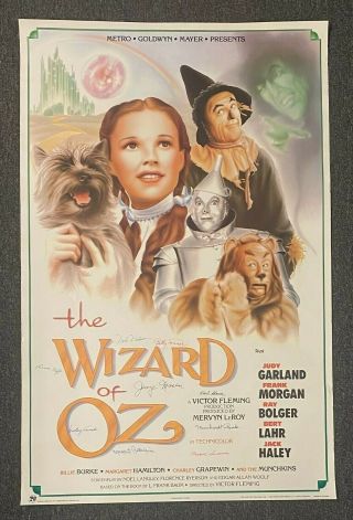 Wizard Of Oz (munchkins) Cast 9x Signed 22x34 Poster Autograph Beckett Bas Loa